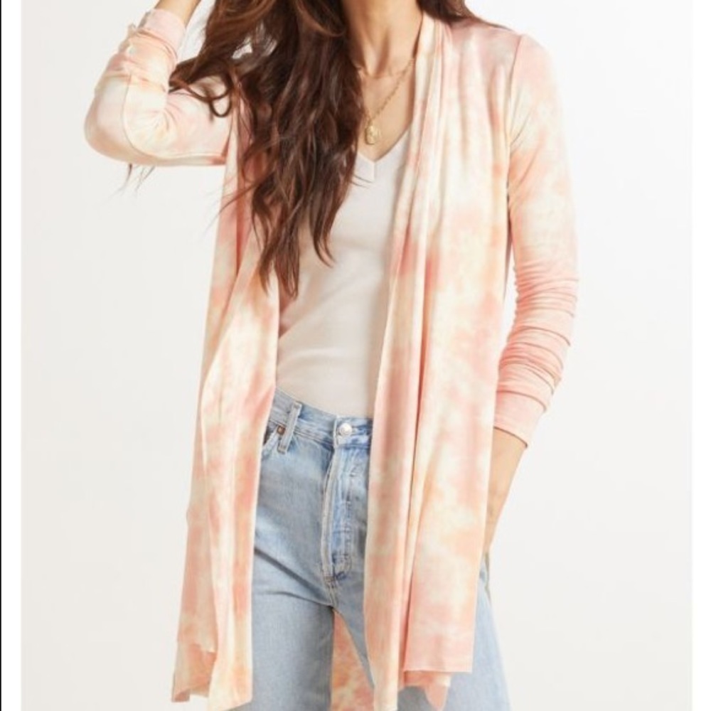 LA Made Iris tie dye pink open cardigan
